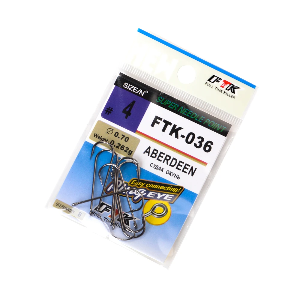 FTK ABERDEEN Fishing Hook With Ring 3packs 4/0-10# High Carbon Steel Barbed Fishhook Jig Hook Carp Fishing Lure Worm Hook Japan