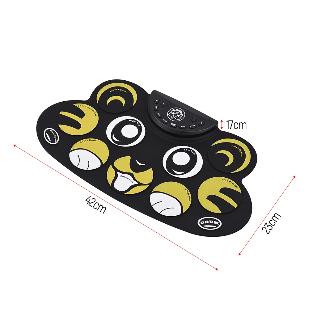Детский мультяшный электронный барабан складной барабан набор кремния с барабанчиками педали для ног usb-кабель