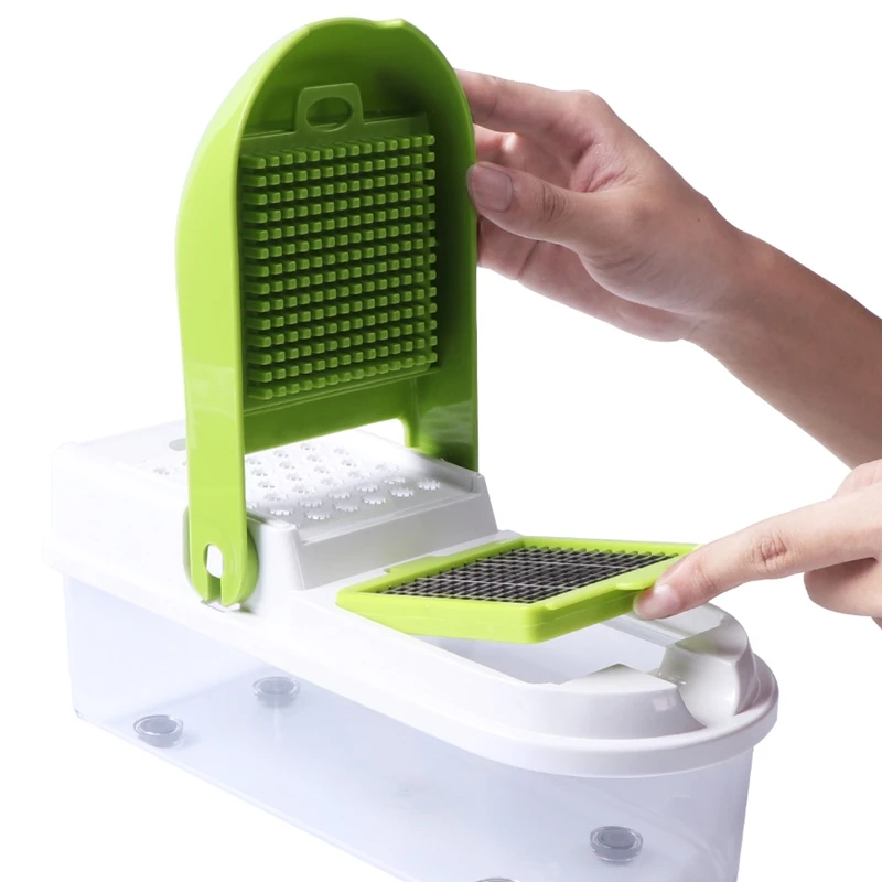 HOT!Manual Stainless Steel Slicer Vegetable Kitchen Tool Multi-Function Replaceable Slice Vegetable Vegetable Cutter Green+ W