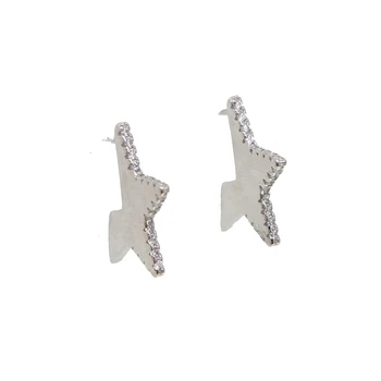 

Star plate 925 sterling silver stud earring simple geometric shape trendy chic silver jewelry
