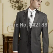 EMS! облегающие двухкнопочные темно-серые смокинги для жениха с отворотом лучшие мужские для шаферов мужские свадебные костюмы(пиджак+ брюки+ жилет