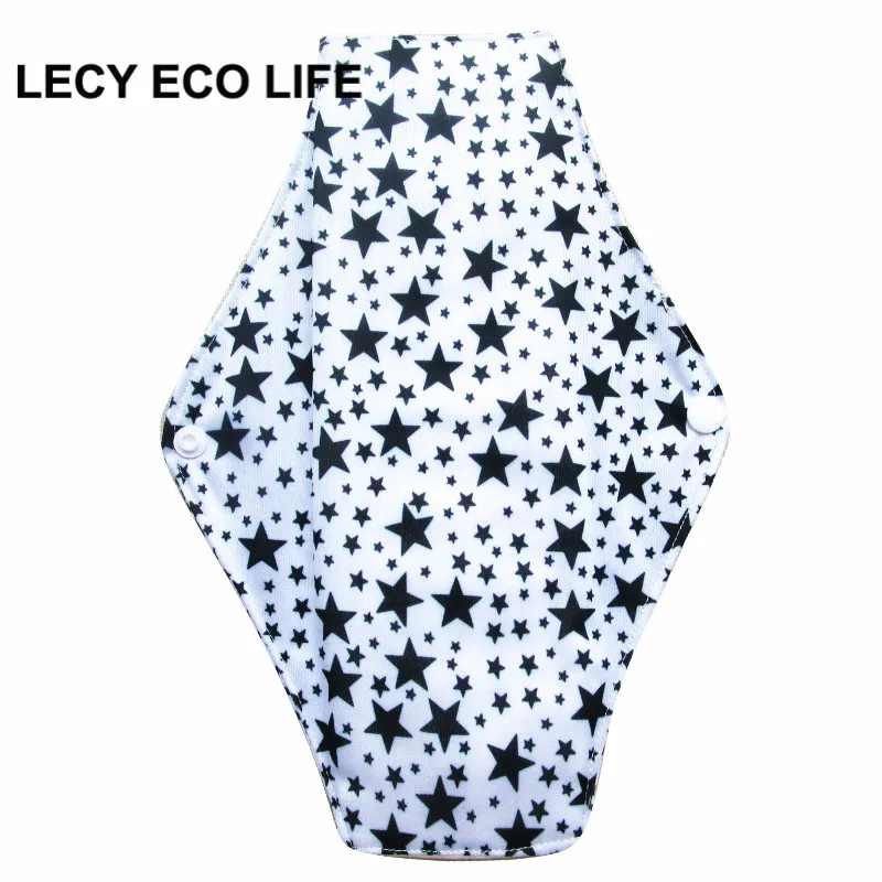 

LECY ECO LIFE regular flow cloth menstrual pads with PUL color tab, washable organic bamboo cotton inner day use sanitary napkin