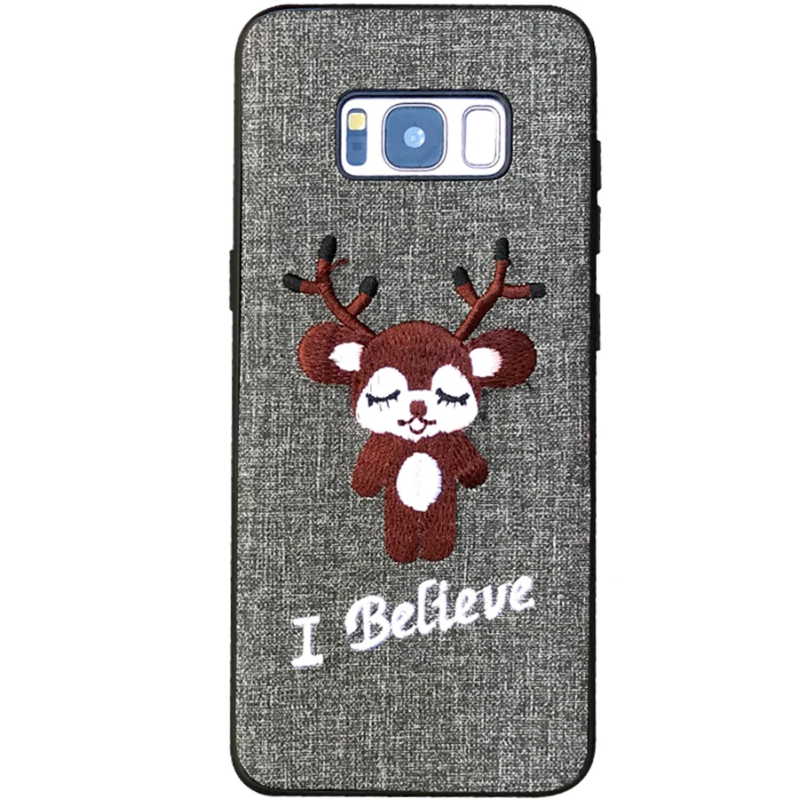 

For samsung galaxy s8 s9 plus note 8 9 case cover luxury 3d embroidery pig Christmas deer fabric tpu+pc hard phone bag Ritozcase