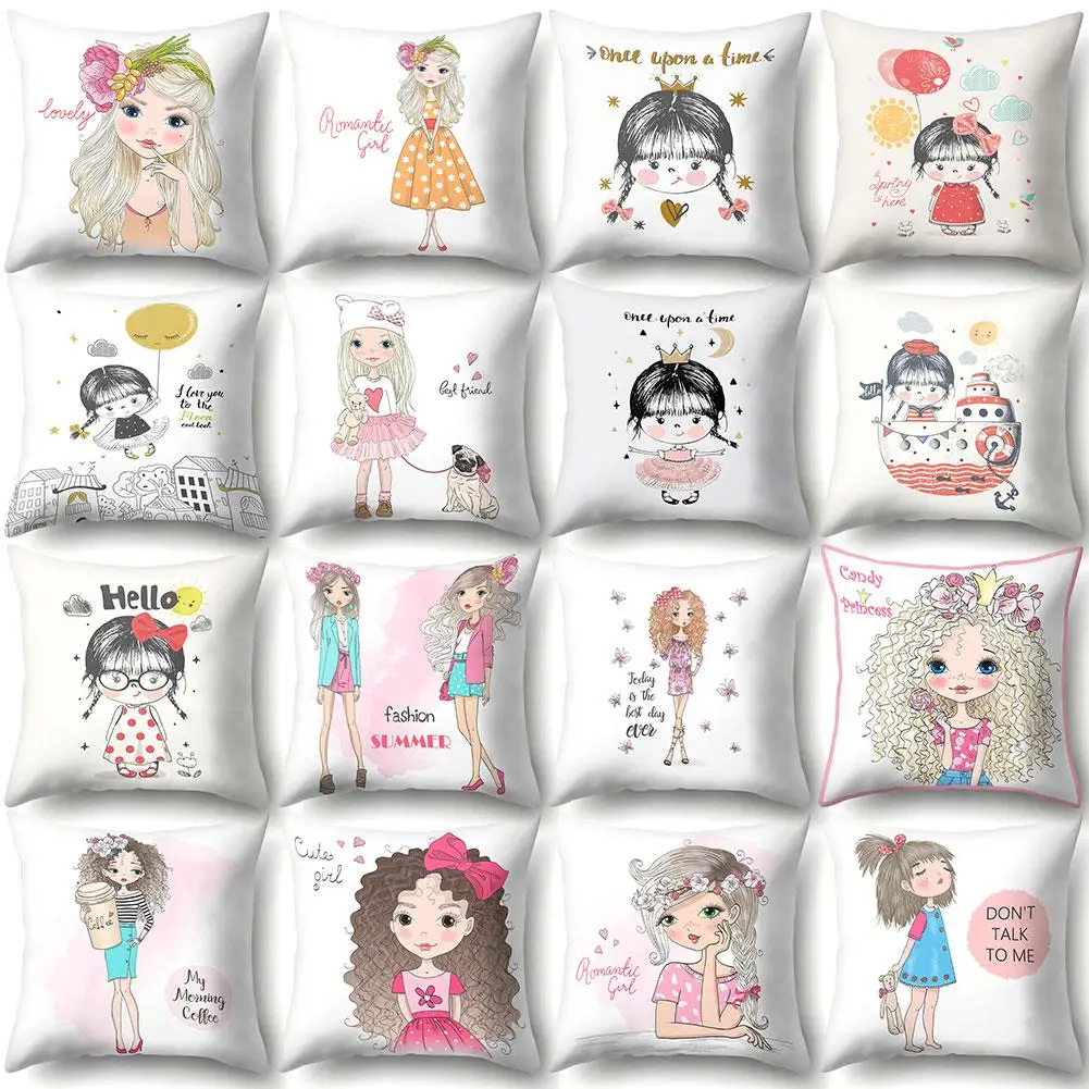

Adorable Cute Girl Letter Throw Pillow Case Cushion Cover Sofa Bed Car Decor New