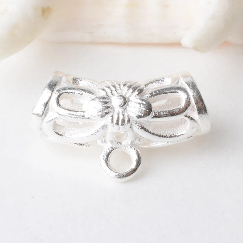 

solid 925 sterling silver hollow Tube Spacer Bead Connector with Closed Jump Ring, rondel spacer bead charms for necklace