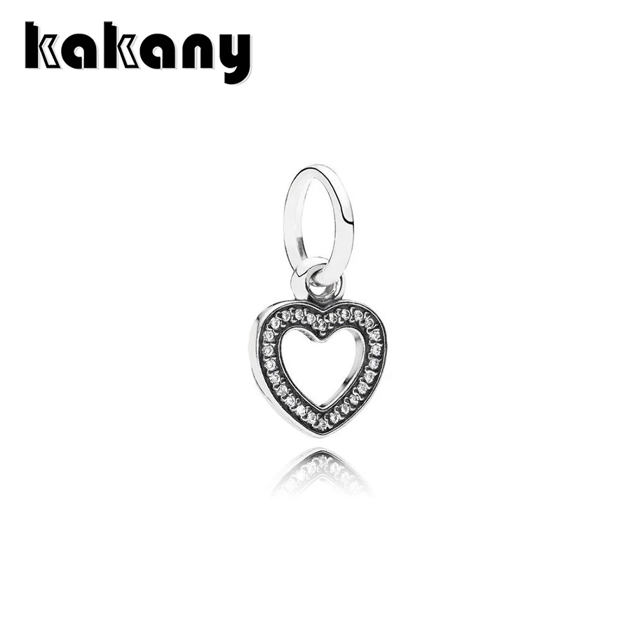 

2019 High Quality 1:1 Original 925 Sterling Silver Sparkling Heart Pendant Charm Fashion Women Diy Fashion Jewelry