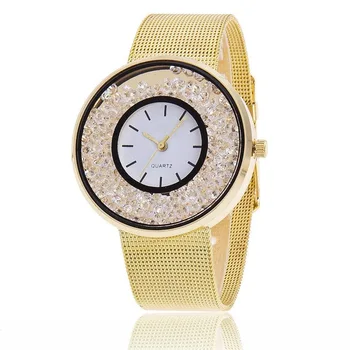 

Fashion Stainless Steel Gold & Silver Band Quartz Wtach 2018 Luxury Women Rhinestone Watches Valentine Gift new