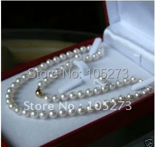 

Pearl Necklace AA 8-9MM White Cultured Pearl Necklace Earring Fashion Jewelry Set Wholesale New Free Shipping FN1042A