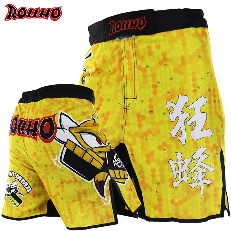 

MMA yellow boxing motion picture cotton loose size training kickboxing shorts muay thai shorts cheap mma shorts boxeo