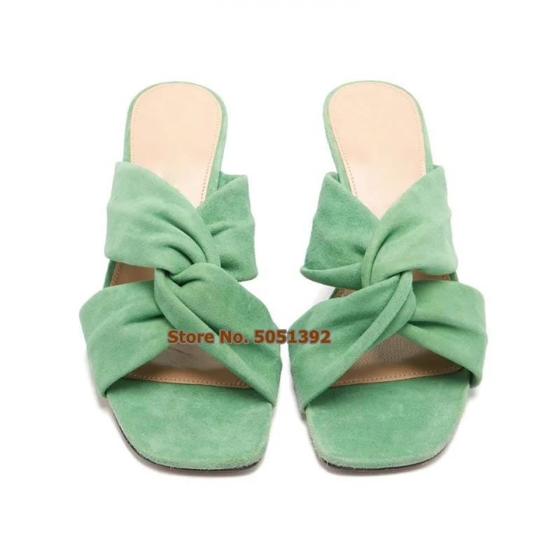 

Women High Heel Chunky Heel Peep Toe Suede Slippers Summer Square Heel Cross Flip Flops Sandals Leisure Shoes