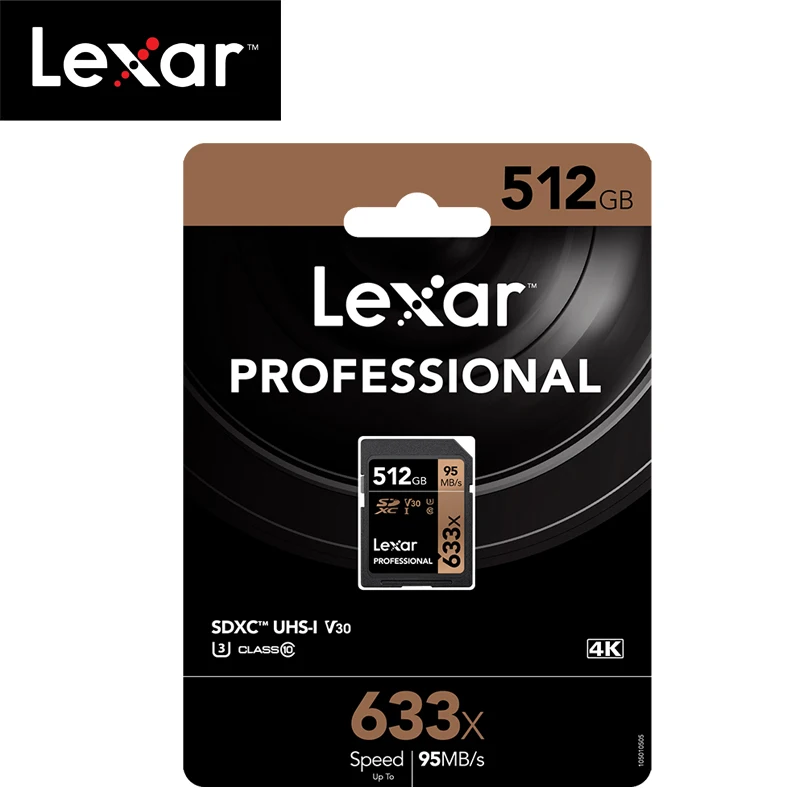 Lexar 633x SD карта, 16 ГБ, 32 ГБ, 64 ГБ, класс 10 SDHC/SDXC карты памяти 128 ГБ 256 512 95 МБ/с. для зеркальной однообъективной камеры/HD камера - Емкость: 512GB