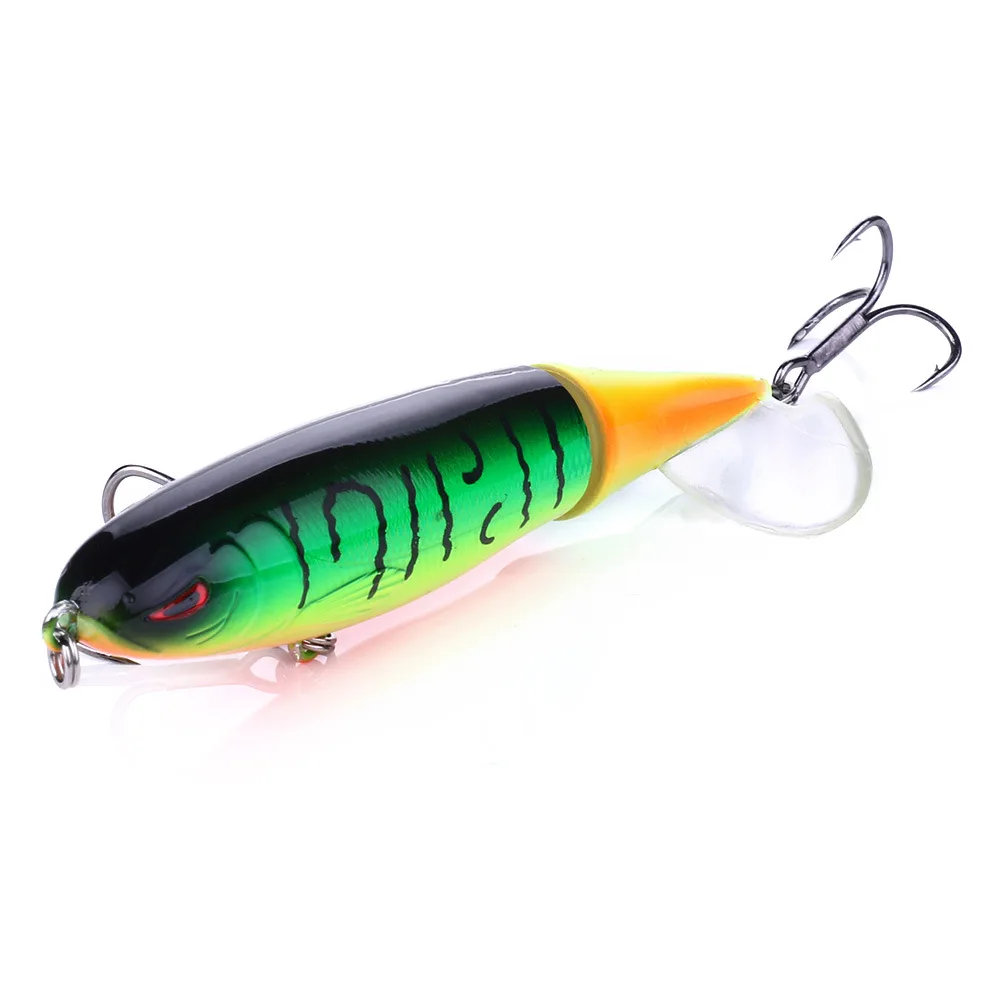 1pcs Quality Whopper Plopper 100mm/ 13.2g Artificial Top Water Fishing Lure Hard Bait Wobbler Rotating Soft Tail Fishing Tackle - Цвет: 1