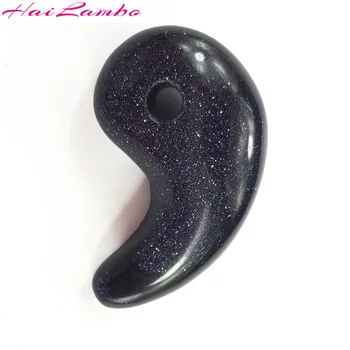 

HaiLambo Fashion Handmade Blue Goldstone Carved Magatama Pendant Comma Beads Classic Amulet Jewelry Pendants Bead for Gift GY06#