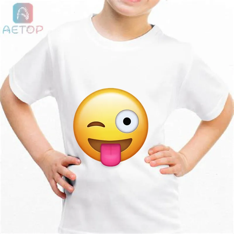 Популярная забавная футболка с 3D смайликами lw04, Детская летняя Милая одежда, топы для мальчиков и девочек, футболка с 3D смайликами