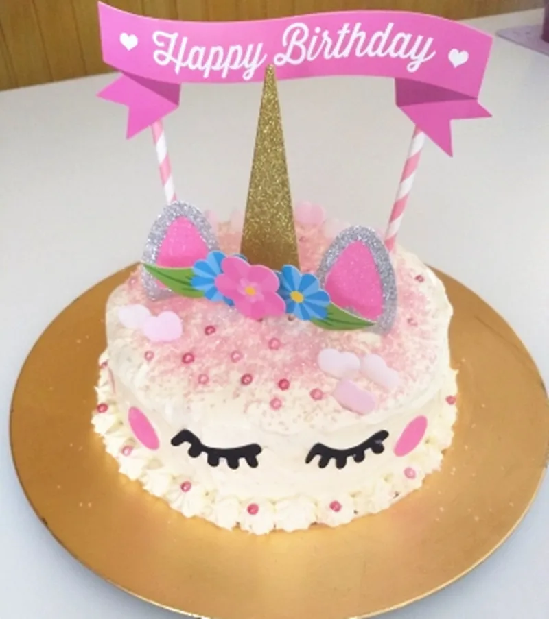 Единорог День рождения кекс украшения торт Топпер С Днем Рождения украшения Дети Babyshower детская вечеринка торт Декор