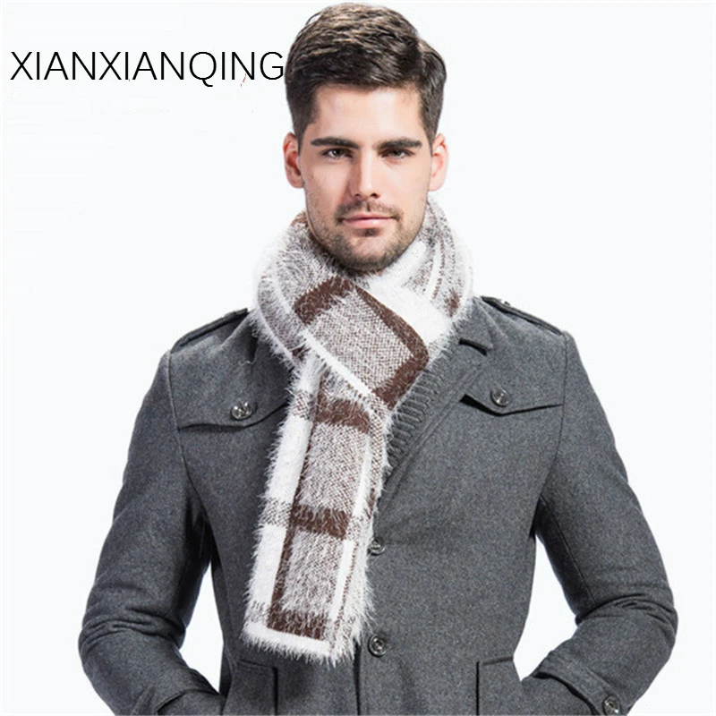 XIANXIANQING Winter Men Plaid Scarf High Fashion Mens Shawls And Capes Classical Warm Men's Wrap