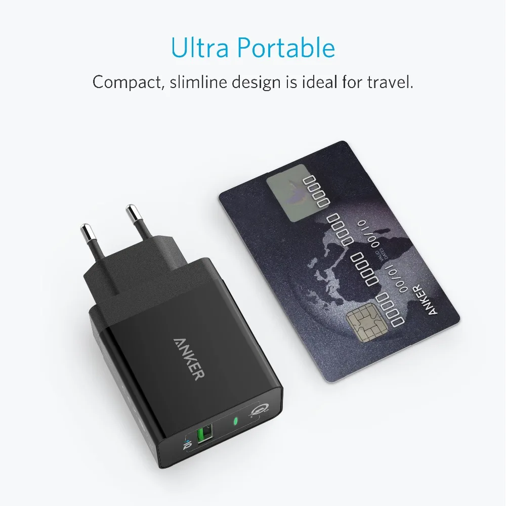 Быстрая зарядка 3,0, Anker 18 Вт USB настенное зарядное устройство вилка Великобритании/ЕС(Быстрая зарядка 2,0 совместима) порт питания+ 1 для iPhone iPad LG htc и т. Д