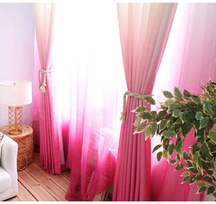 Плотные Шторы с градиентом розового и красного цветов для гостиной, кухни, тюлевые шторы для спальни, оконные шторы с затемнением, 75% ткань, драп, SW-579