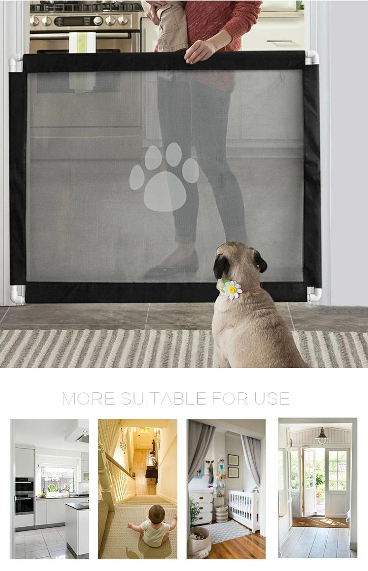 Vallas Para Perros Red Para Gatos Protector De Red Port/átil Plegable Malla Duradera Protecci/ón De Seguridad Caja De Escalera De Gato Con Gancho Conjunto De Cerca De Perro Con Puerta 120x72cm Beige