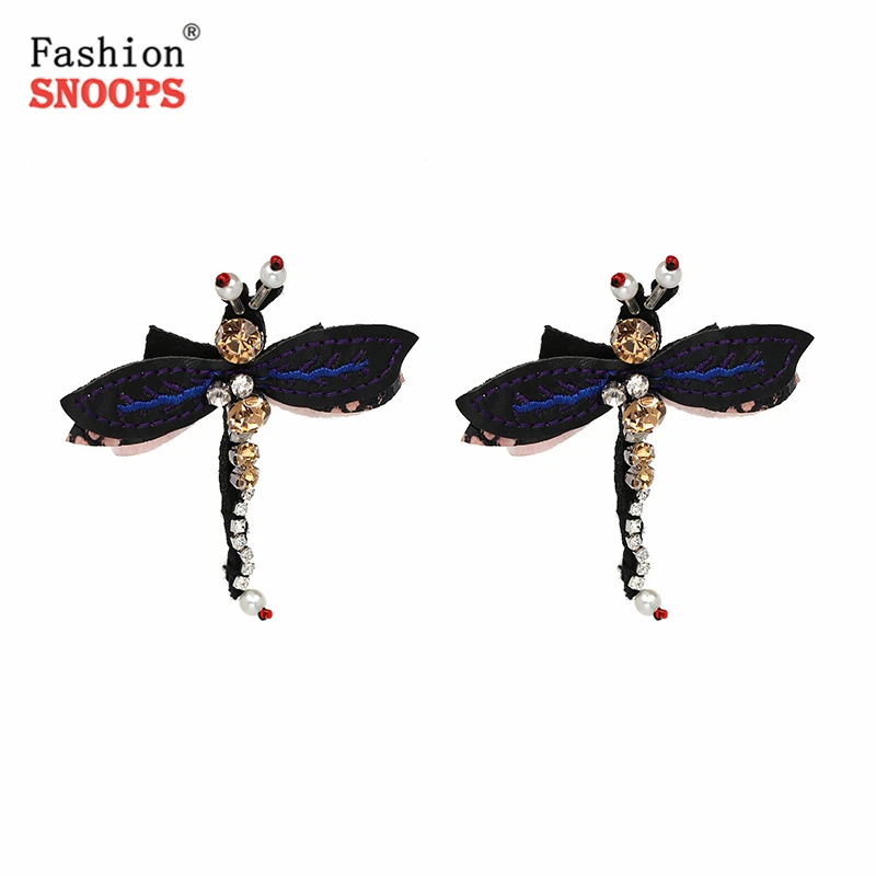 

Brand Jewelry Crystal Dragonfly Earrings For Women Vintage Animal Statement Drop Dangle Earrings Brincos
