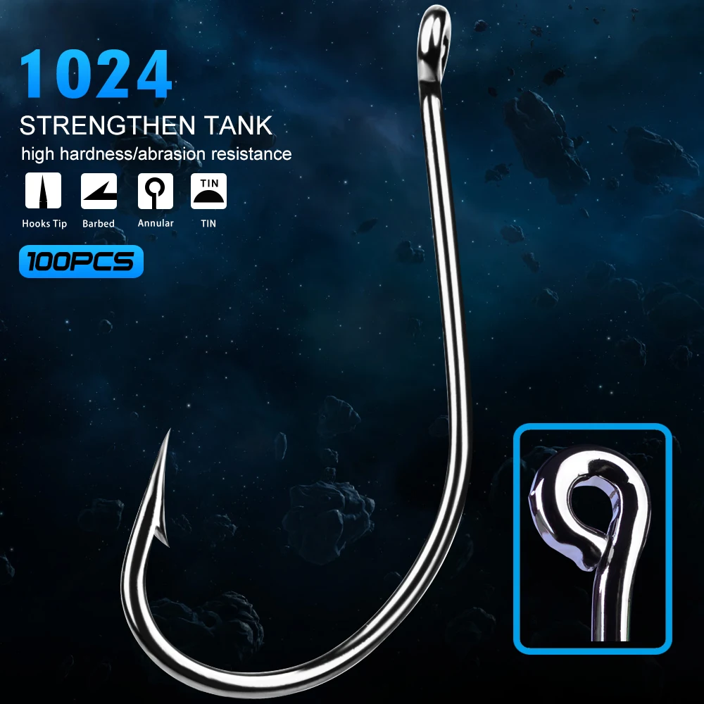 

100pcs/lot Fish hook Proberos Brand Maruseigo Fishing Hook 1024 Series 1/0#-7/0# Freshwater Fishing Bait Hook Bass