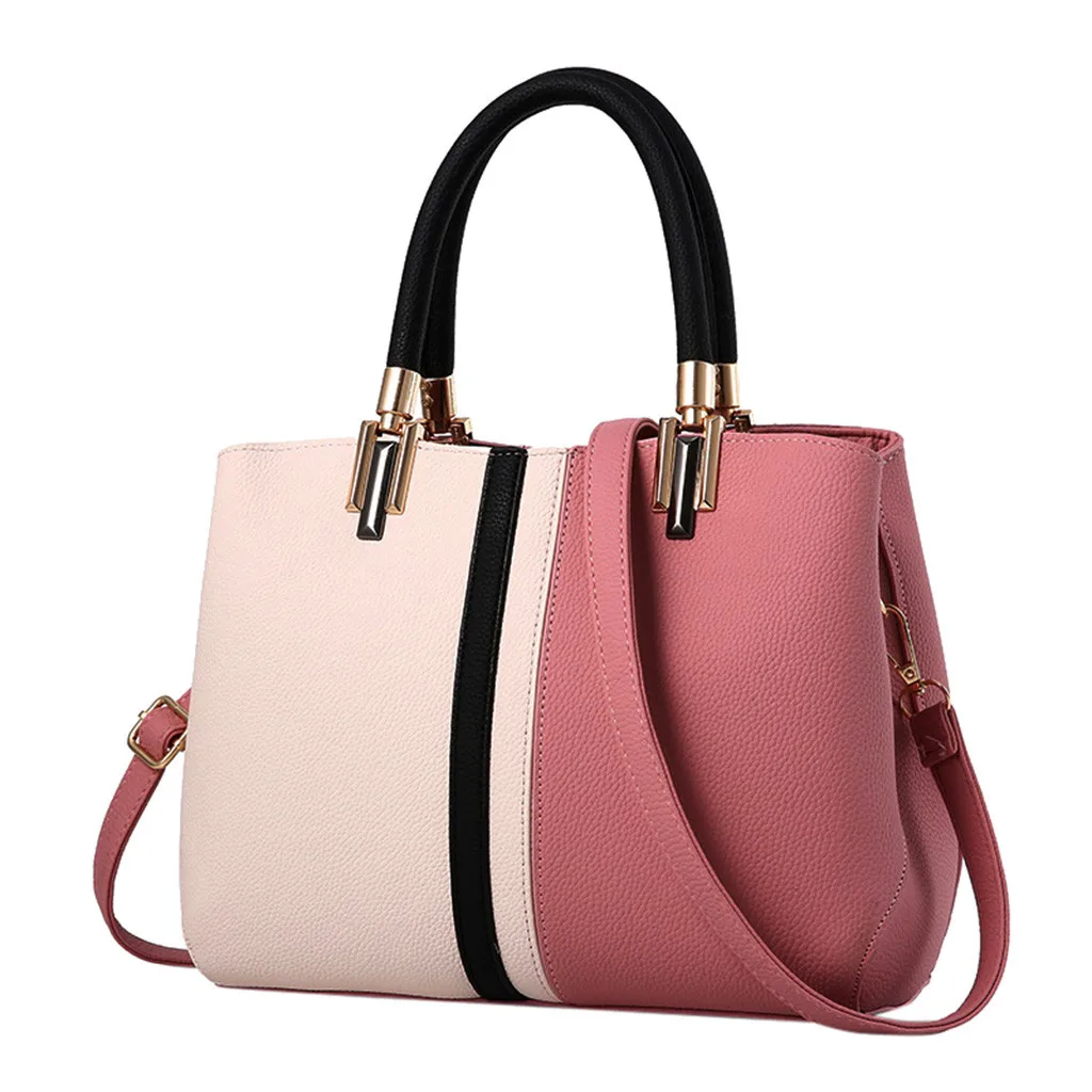 

ISHOWTIENDA Ladies Fashion Contrast Color Large Capacity Handbag Leisure Panelled Women Shoulder Bag handbag bolsa feminina