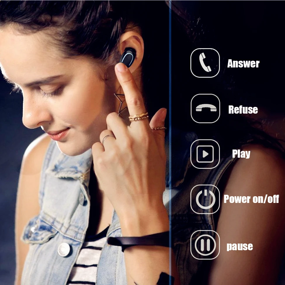 TWS наушники Bluetooth 5 0 беспроводные IPX5 водонепроницаемые спортивные мини