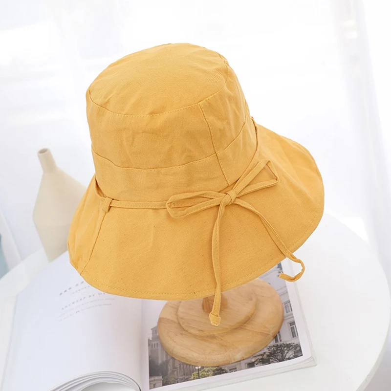 الأشعة فوق البنفسجية حماية دلو تنس قبعة تنفس Packable طوي ظلة القطن الكتان مزيج قبعة واقية من الشمس للنساء الدراجات الرياضية