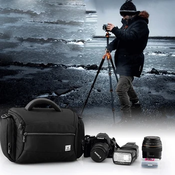 

Roadfisher Waterproof Small Size Nylon Black Color Small Camera Shoulder Bag With Rain Cover For Canon 750D 760D Nikon D60