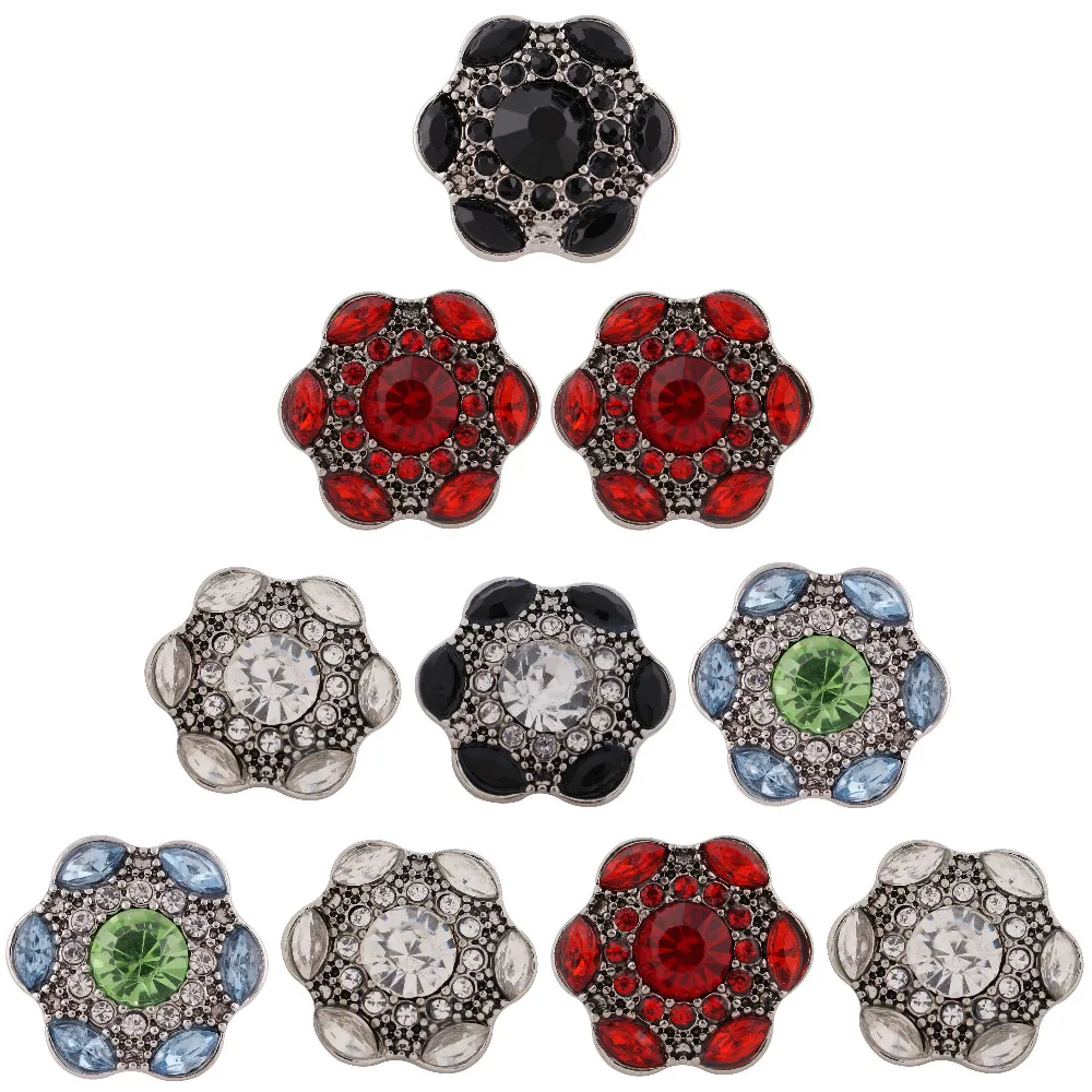 

10pcs/lot New Arrival 18mm snap jewelry Rhinestone Round Mini Buttons Charms For 18mm Snap Earring DIY Accessories