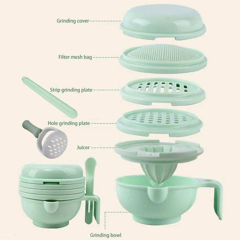 Baby Food Grinder Processor Food Grinding Bowl Manual Puree Scissors