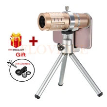 Camera Lens Kit HD 12x Telephoto Zoom Lentes For iPhone 7 6 5 4 s Smartphone Telescope Fish eye Wide Angle Macro lenses