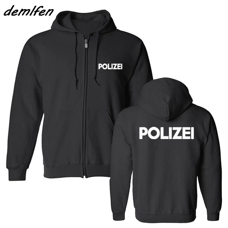 Модная флисовая толстовка Polizei немецкой полиции мужская куртка с принтом спереди
