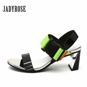 

Jady Rose Summer Women Sandals Strange High Heels Dress Wedding Valentine Shoes Woman Leather Open Toe Buckle Gladiator Slippers
