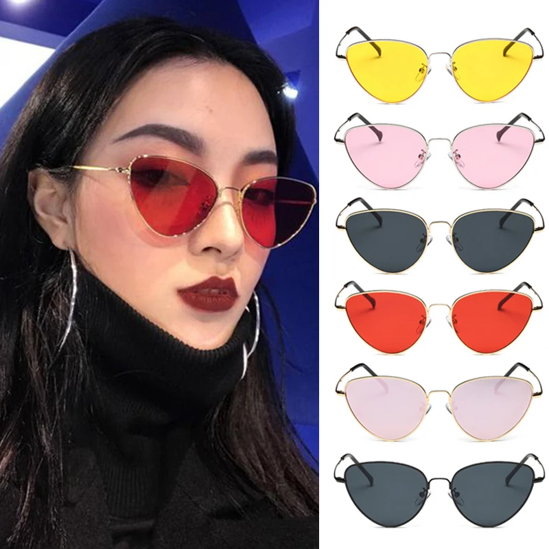 Женские и мужские солнцезащитные очки Cat'S Eye ослепляющие цветные линзы в форме