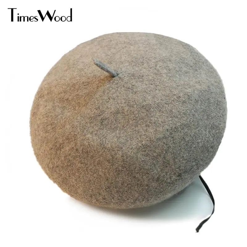 

[TIMESWOOD] Woolen Berets Hat Lady Fashion Wool Caps Women French Beret Spring Fall Winter Felt Beanie Black Red Pink Grey Khaki
