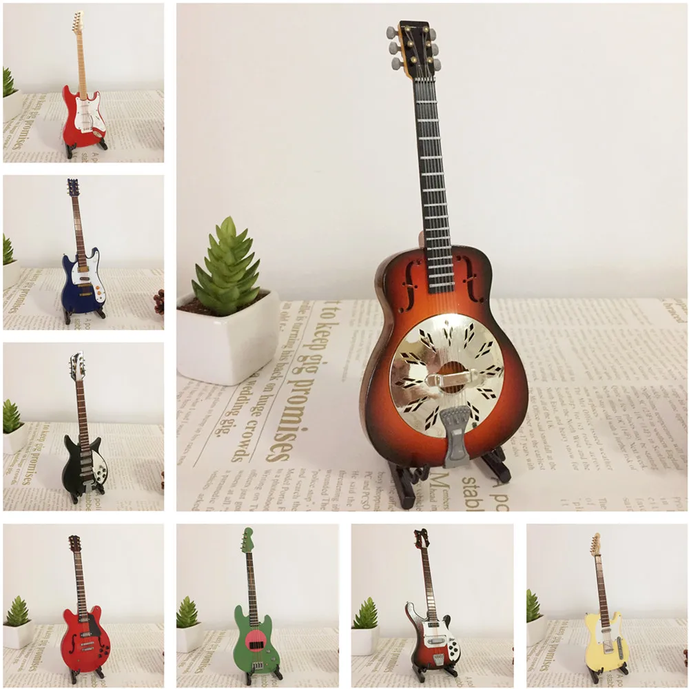 

Mini Guitar Miniature Model Electric Guitar Electric Bass Model Miniature Wooden Mini Musical Instrument Model Collection