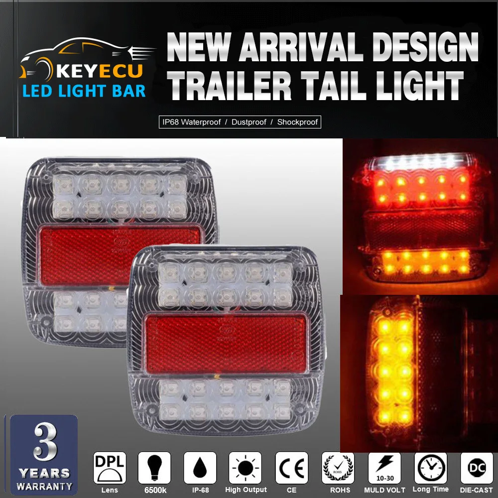 KEYECU Pair of 20LED Rear Tail Light Brake Stop Lamp Indicator Trailers