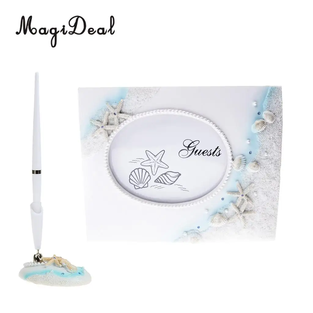 hot sale ocean style resin scallop starfish guest signing book and guest signing book for wedding