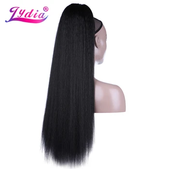 Lydia Heat Resistant Synthetic 30 Inch Kinky Straight Hair With Two Plastic Combs Ponytail Extensions All Colors Available 3