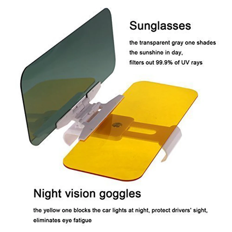 Car Sun Visor 2 in 1 Dazzling Goggle Day Night Vision Sun Anti UV<br /> Block Visor Anti Dazzle Sunshade Driving Mirror Clear View-in Sun <br />Visors from Automobiles