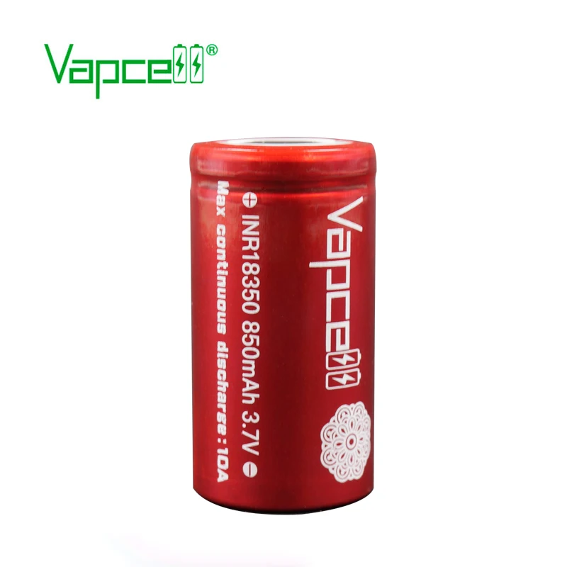 

Free shipping Vapcell red inr18350 850mah high drain 18350 10a 3.7V for Electronic Mechanical Cigarette li lon Battery