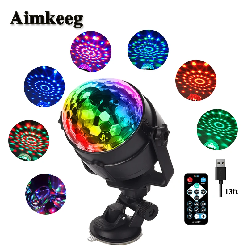 Aimkeeg 5 V USB ИК-пульт дистанционного Управление RGB LED волшебный кристалл вращающийся этап свет красочный автомобиль Disco DJ Light мини лазерный свет этапа