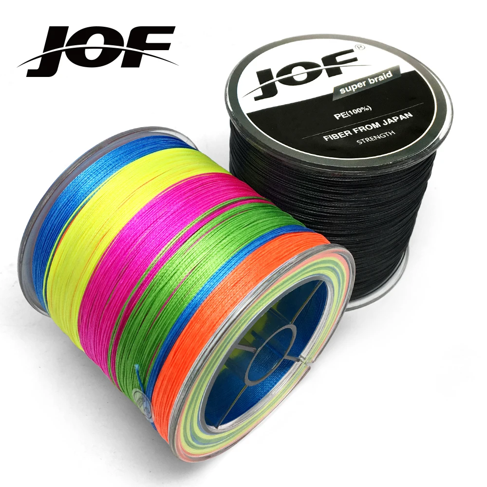 أحدث JOF PE متعدد الألوان خيط مجدول للصيد 8 السواحل 4 السواحل 300 متر البحر الصيد نسج سوبر قوي المواضيع 8/4