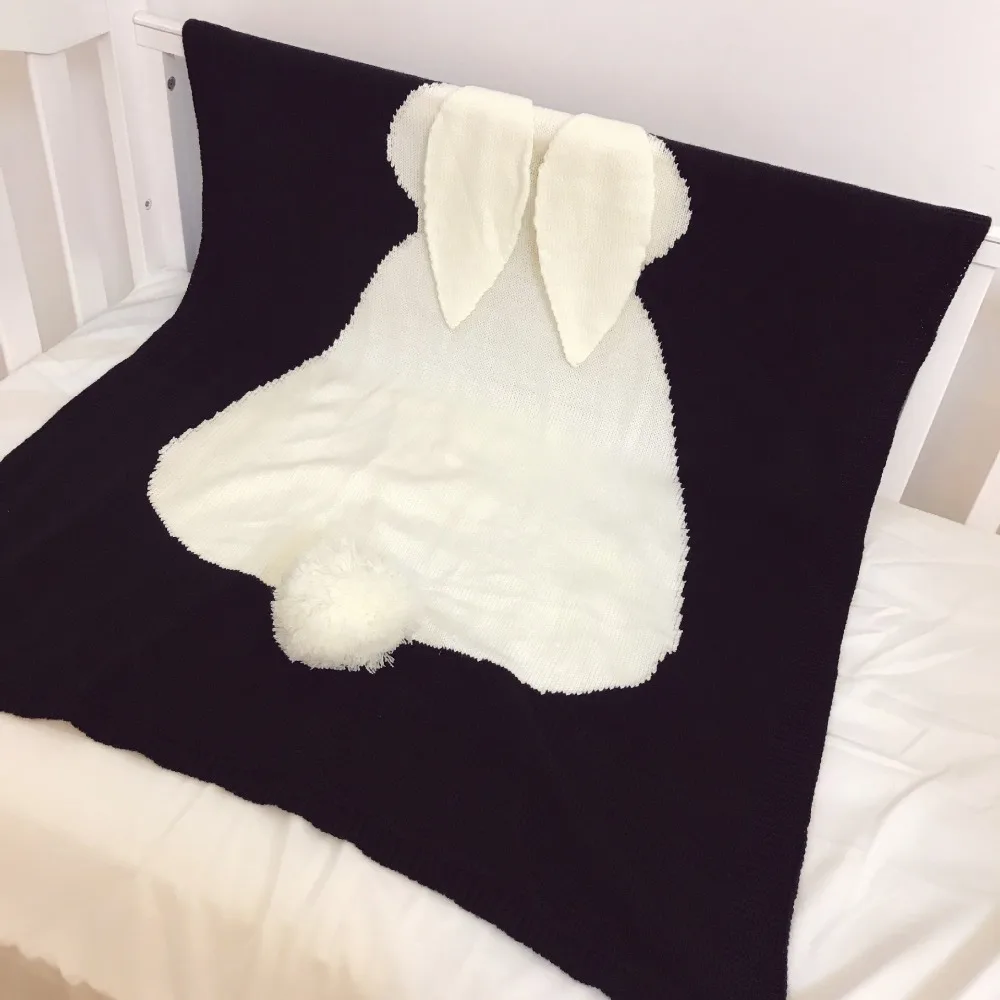 

76X100cm cartoon rabbit lovely knitted Baby Blanket manta bebe knitting couverture stroller kids back seat cover baby deken