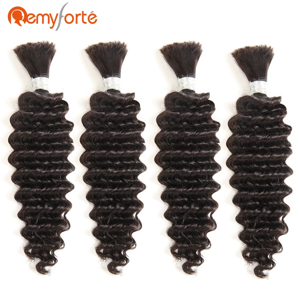 

Remy Forte Hair Natural Color Bulk Human Hair For Braiding 4 Bundles Deal No Weft Deep Wave Remy Brazilian Bulk Braiding Hair