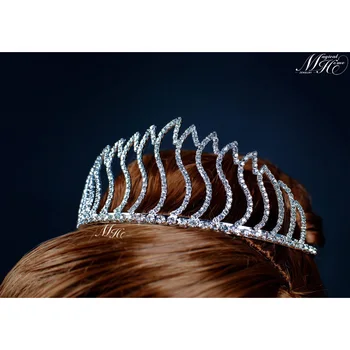 

Handmade Princess Rhinestone Crystal Crown Tiaras Headband Wedding Bridal Hair Prom Party Accessories Tiara w/ Hair Combs P676