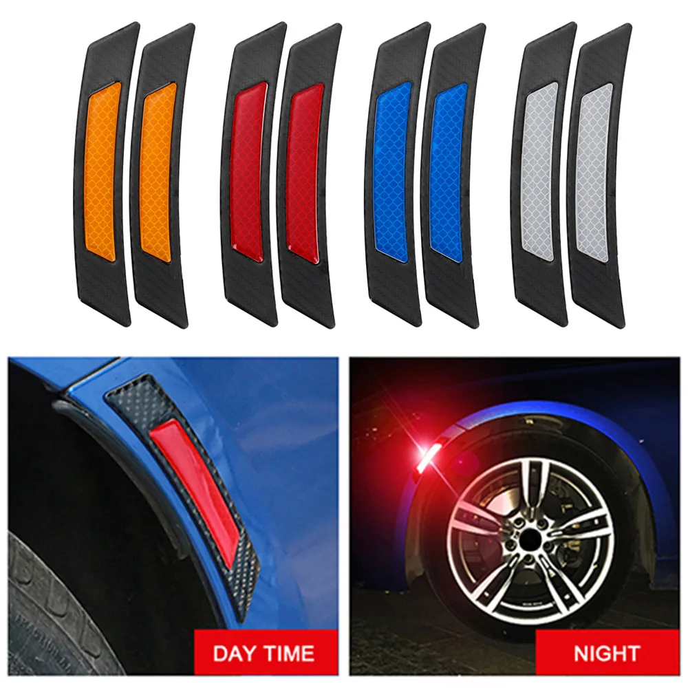 Carbon Fiber Blue Power Reflective Wheel Eyebrow Edge Protection Stickers 