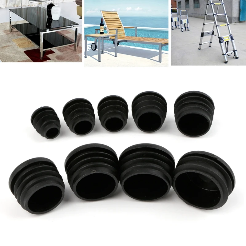 10Pcs Durable Plastic Blanking End Caps Insert Plugs Bung For Home Round Tube