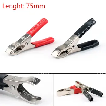 

Areyourshop Sale 20PCS Large Size 75mm 30A Crocodile Alligator Car Battery Insulated Clip Clamps Red Black for Battery chargers